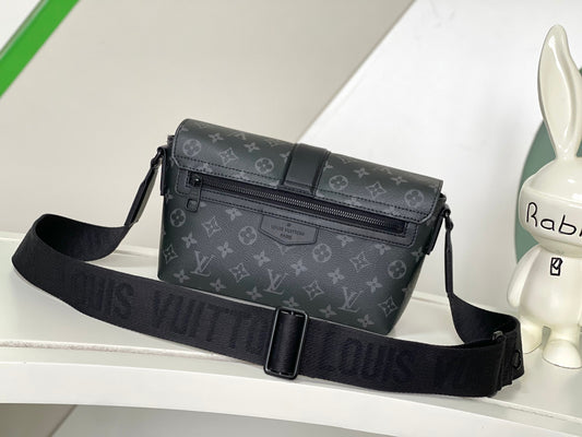 Stylish Louis Vuitton Monogram Canvas Crossbody Bag With Black Buckle Accent M23741