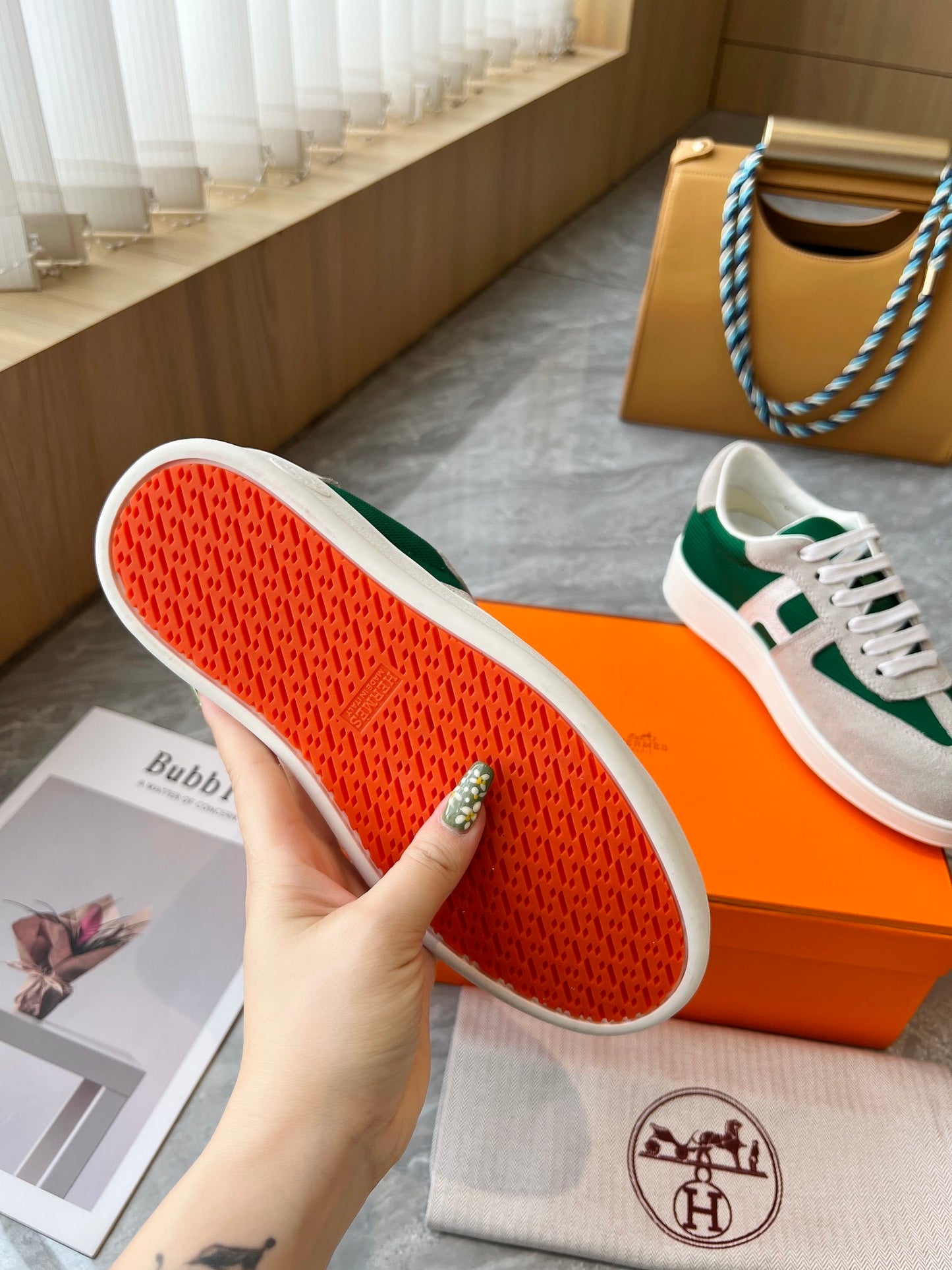 Hermes Women's Sneakers Iconic H Logo Leather Casual Fashion Shoes