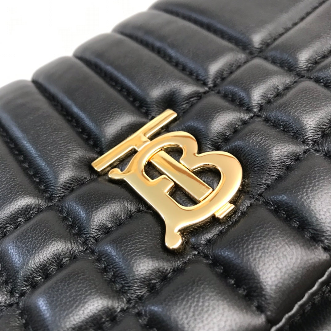 Elegant Black/Red/Green/Brown Quilted Burberry Crossbody Bag With Gold TB Logo And Chain Strap Style No.80490501
