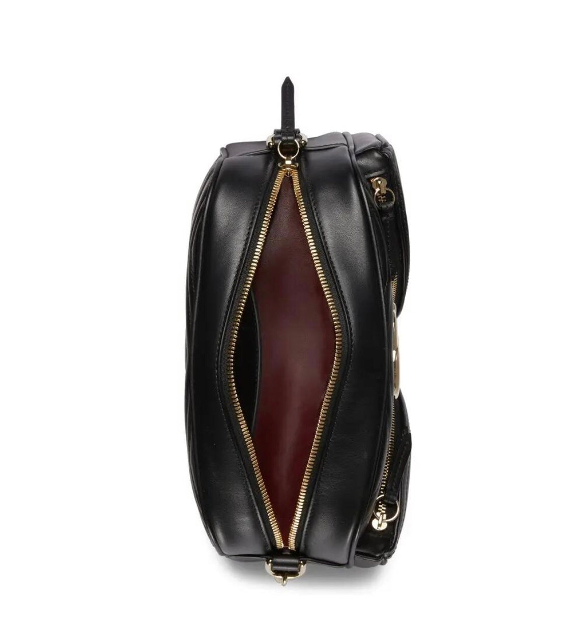 Gucci Black Matelassé Leather Shoulder Bag With Gold Tone Double G Hardware 798715