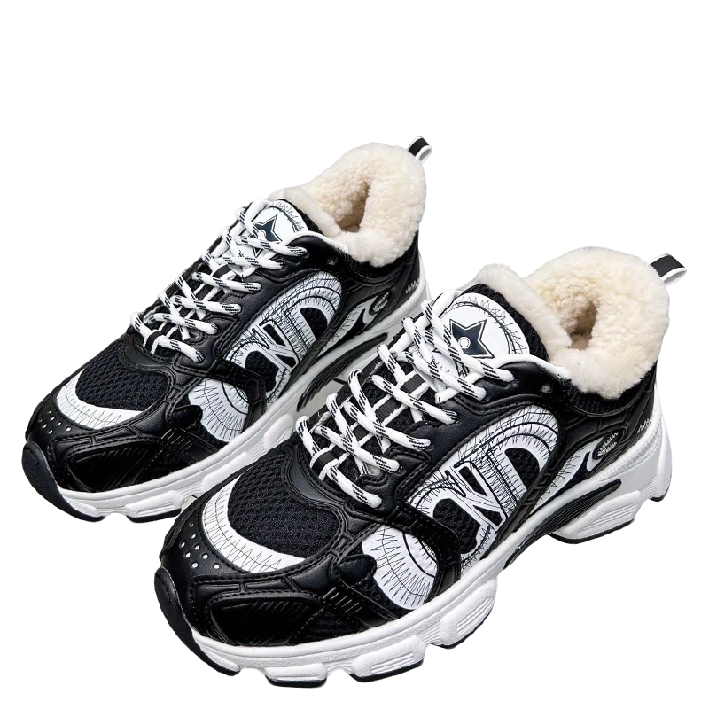 Women's Dior Black And White Sneakers With Fleece Lining