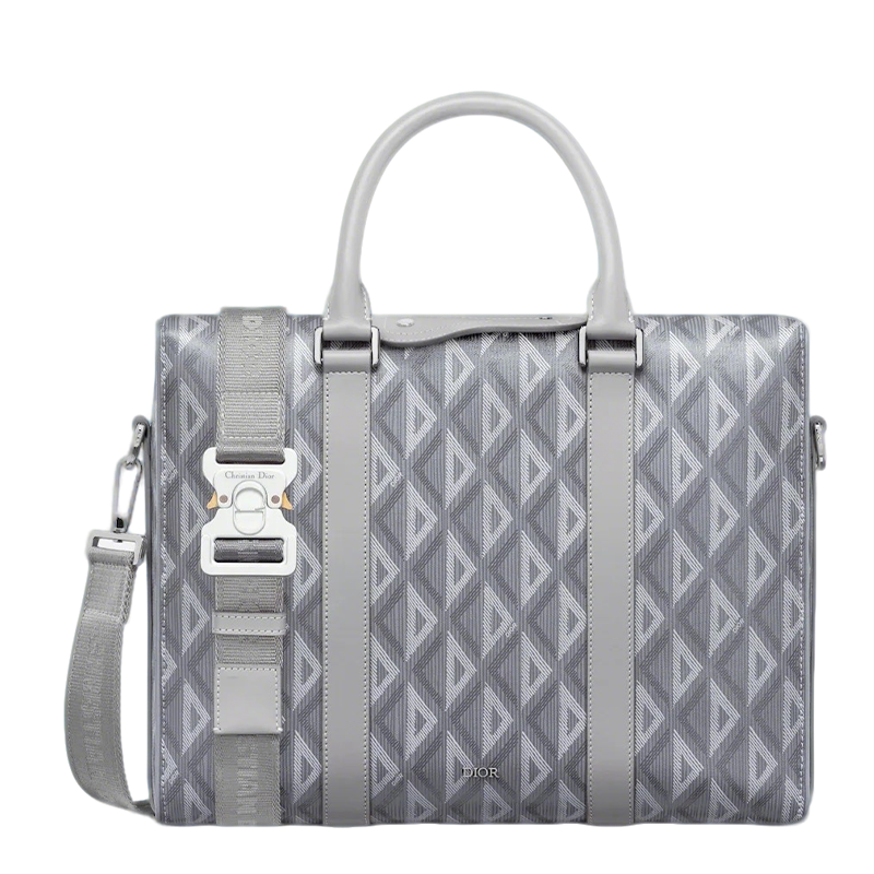 Elegant Dior Lingot Briefcase With Geometric Pattern And Signature Buckle 93266