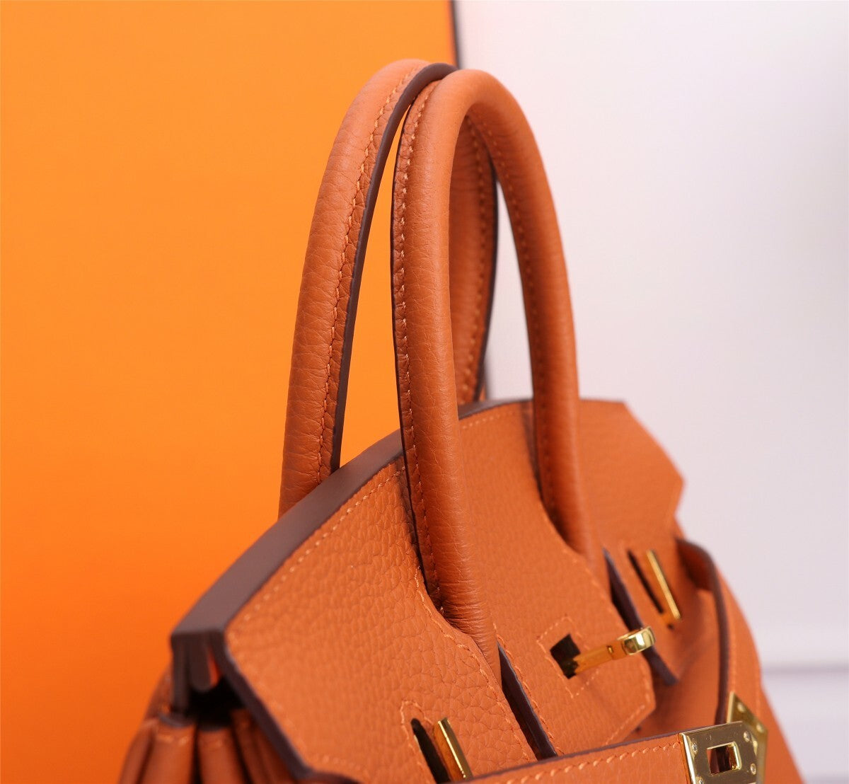 Classic Orange Hermes Birkin Handbag With Gold Hardware 5535