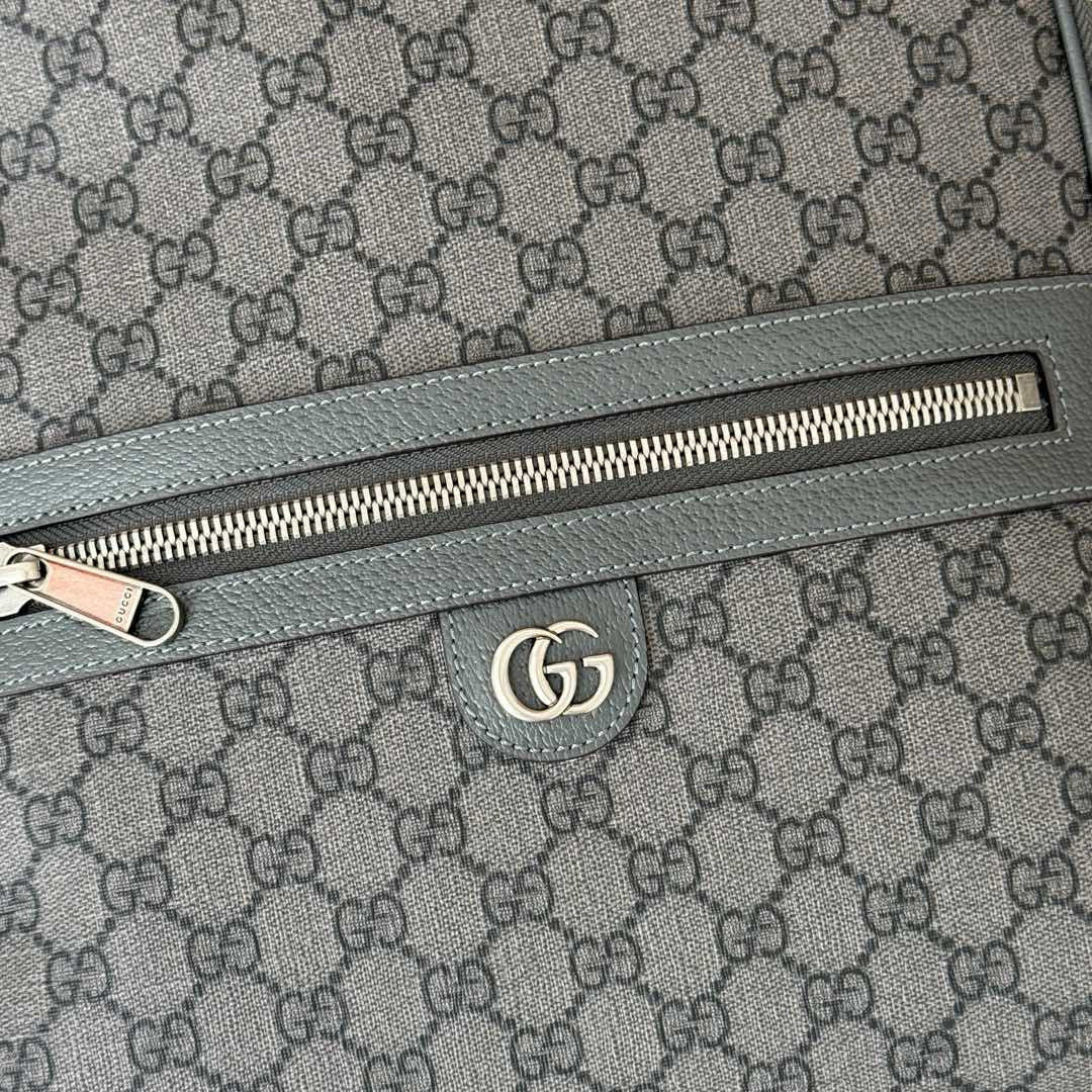 Fashionable Gray Gucci Backpack With Signature GG Pattern And Functional Design 821938