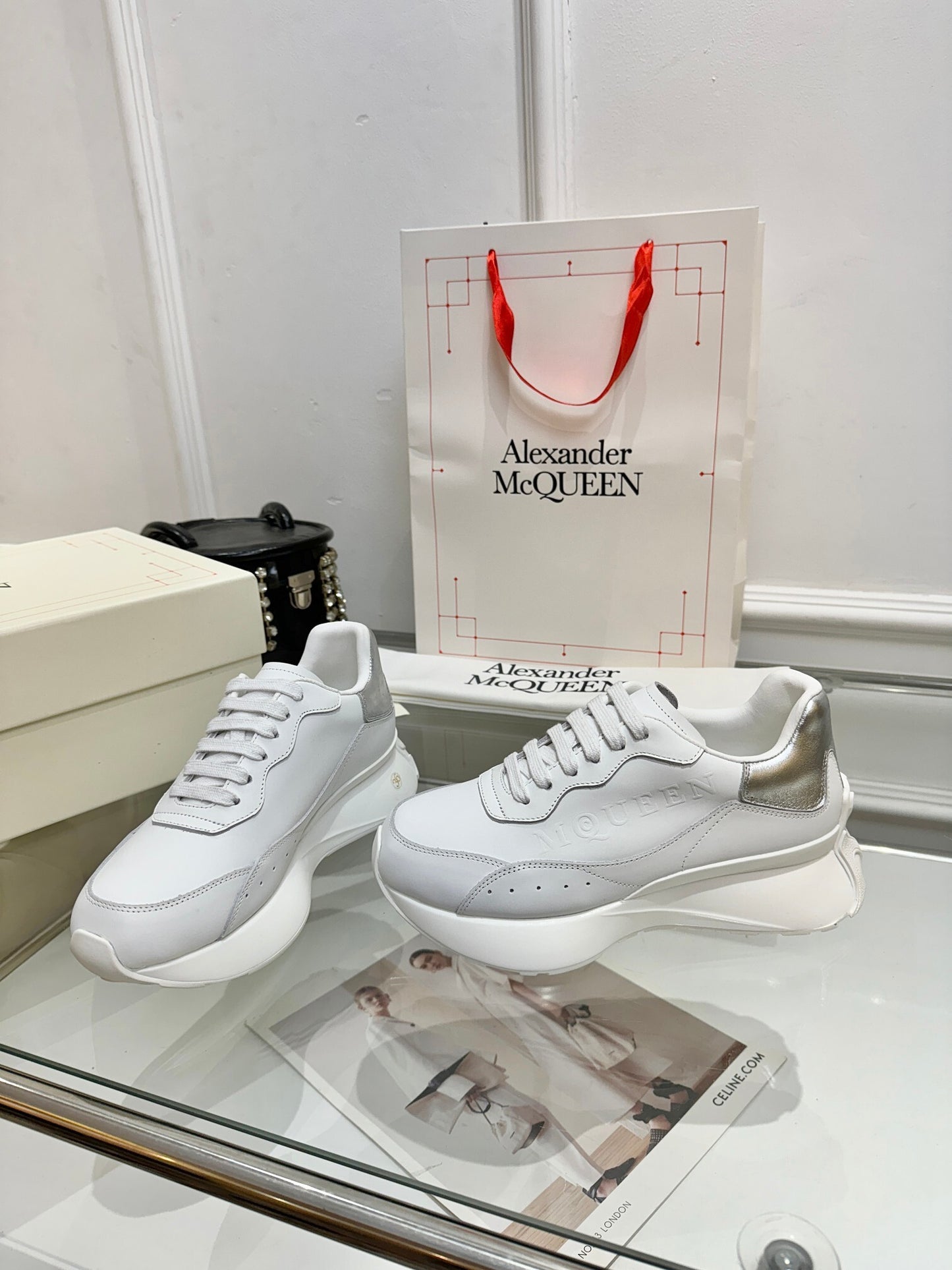 Alexander McQueen Unisex Oversized Sneakers With Metallic Heel Accents