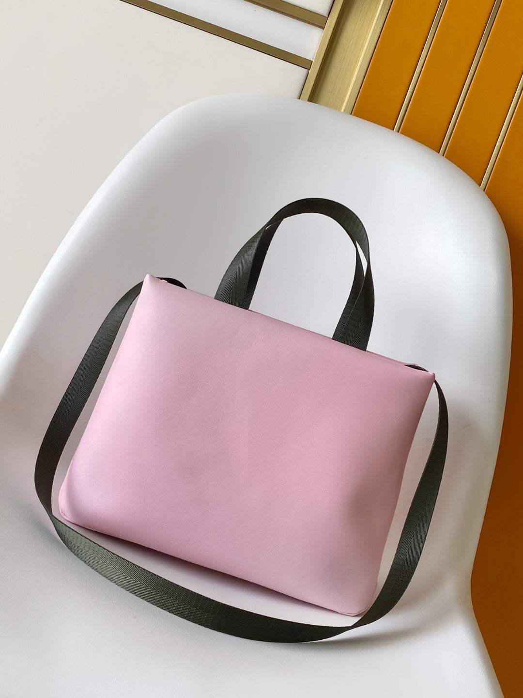 Elegant Pink Louis Vuitton Tote Bag With Contrast Color Handles And Branding
