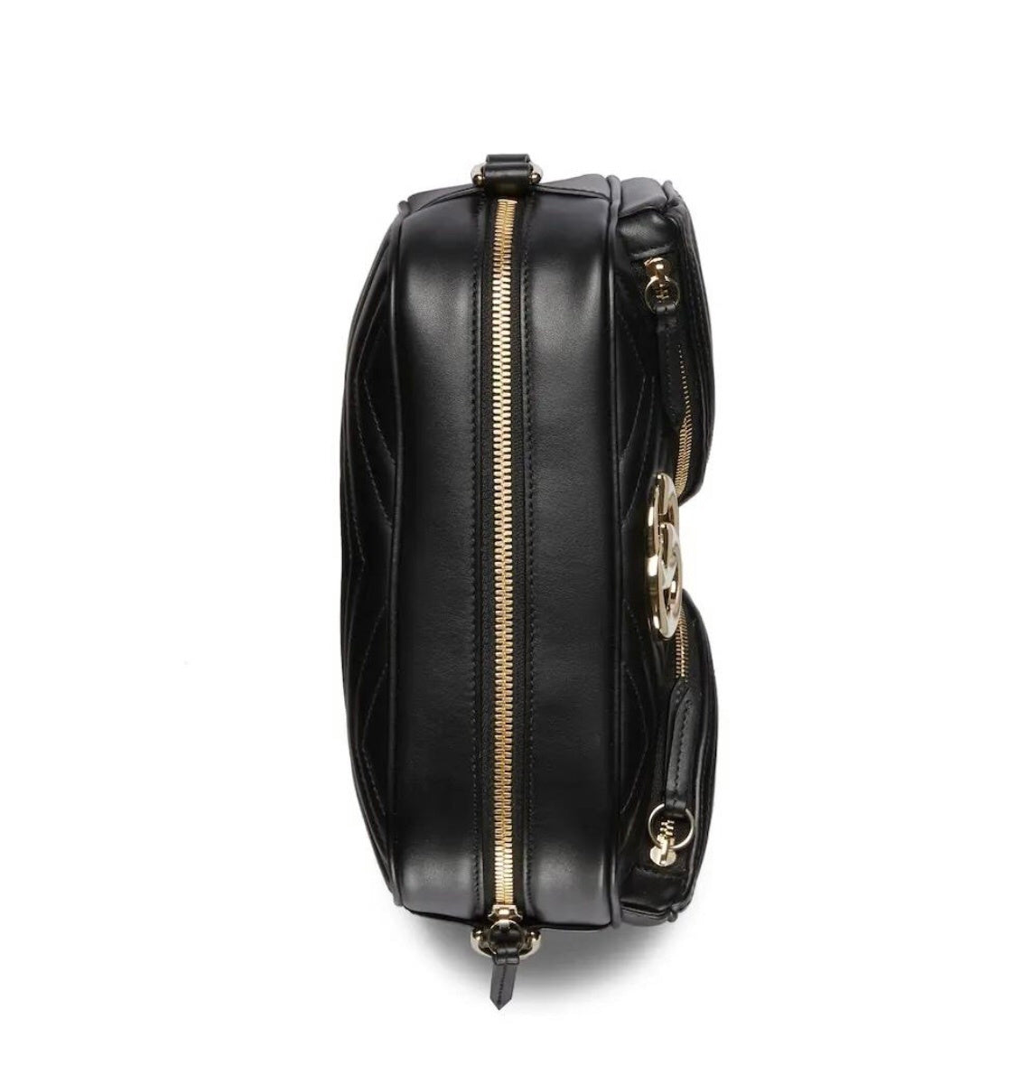 Gucci Black Matelassé Leather Shoulder Bag With Gold Tone Double G Hardware 798715