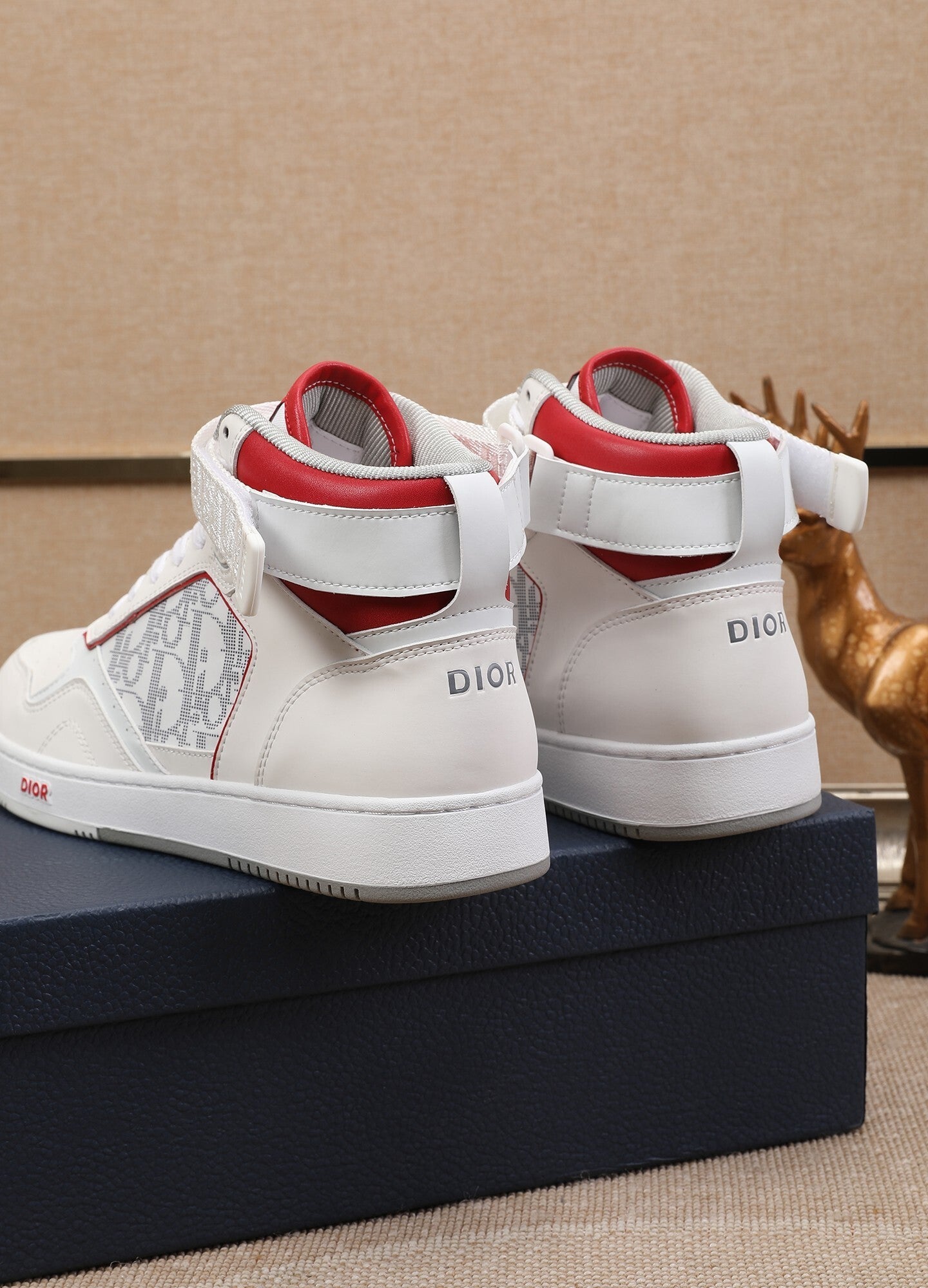 Dior Men's High Top Sneakers with Oblique Pattern and Adjustable Strap