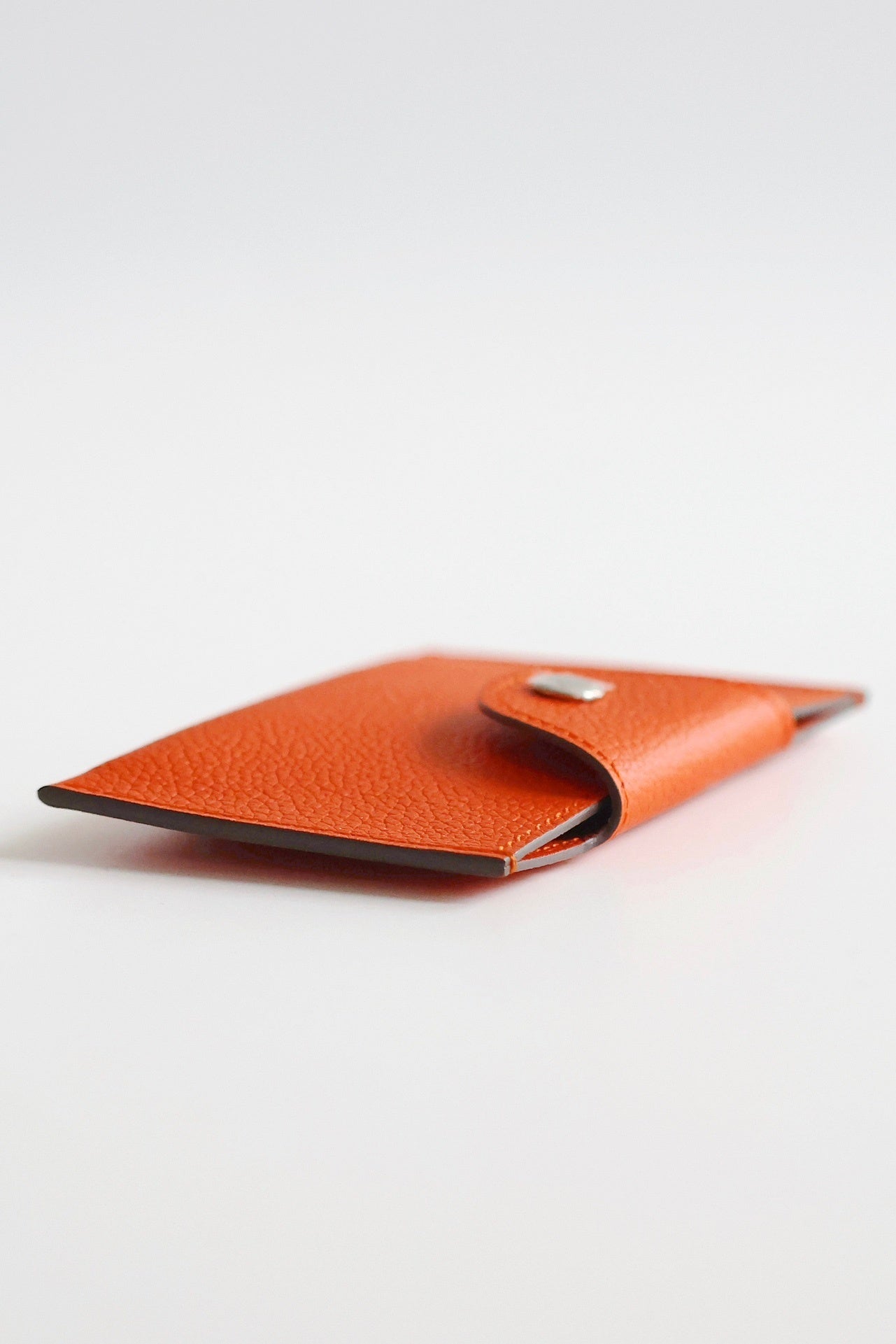 Gorgeous Orange Hermes Leather Card Holder with Button Closure IDE-022