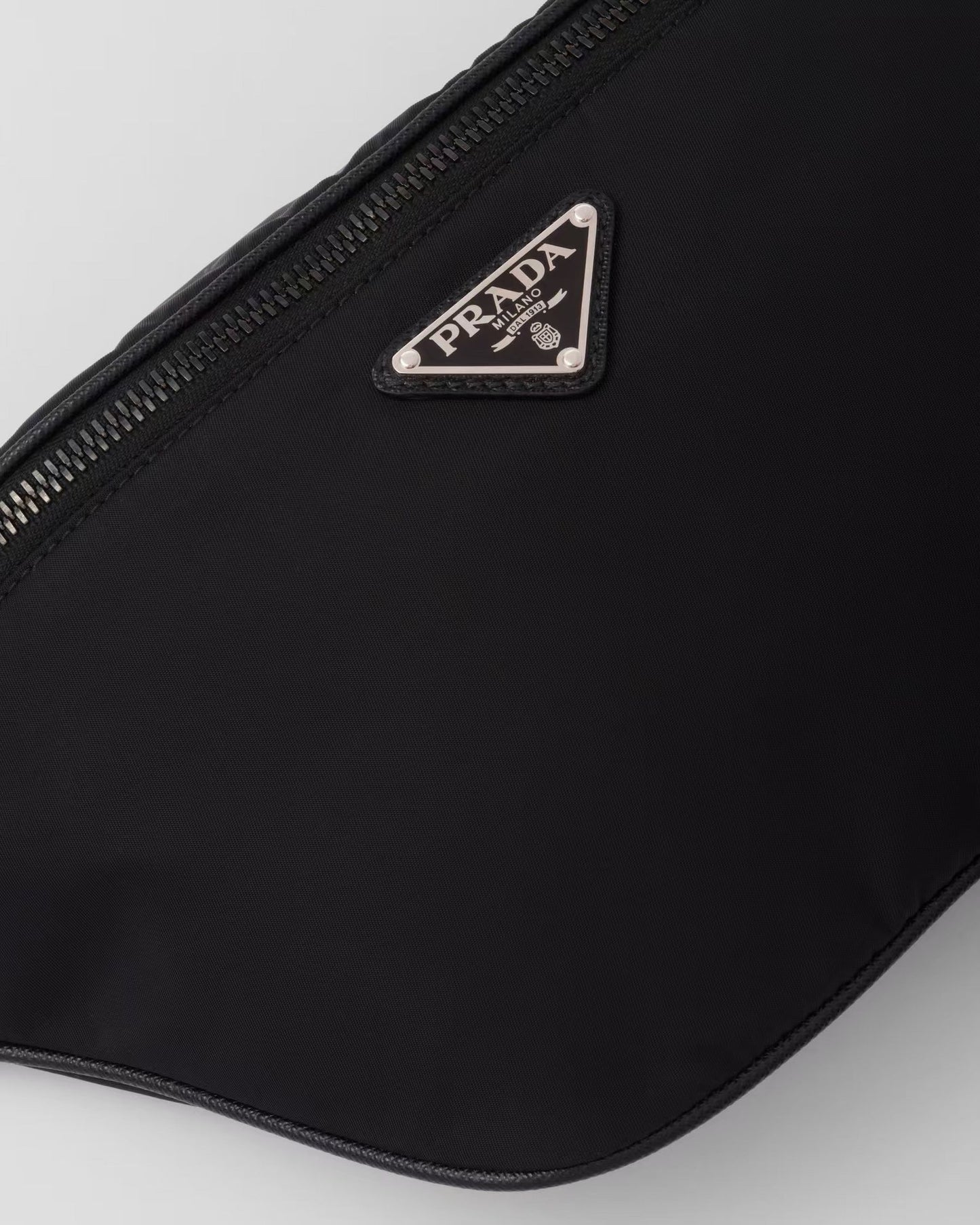 Prada Black Nylon Belt Bag With Signature Triangle Logo 2VL033
