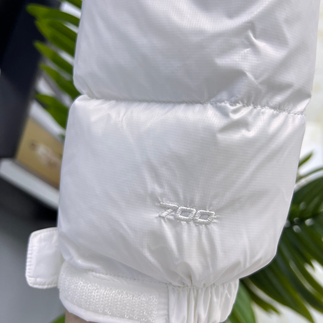 The North Face White Cropped Nuptse Puffer Jacket For Winter Warmth