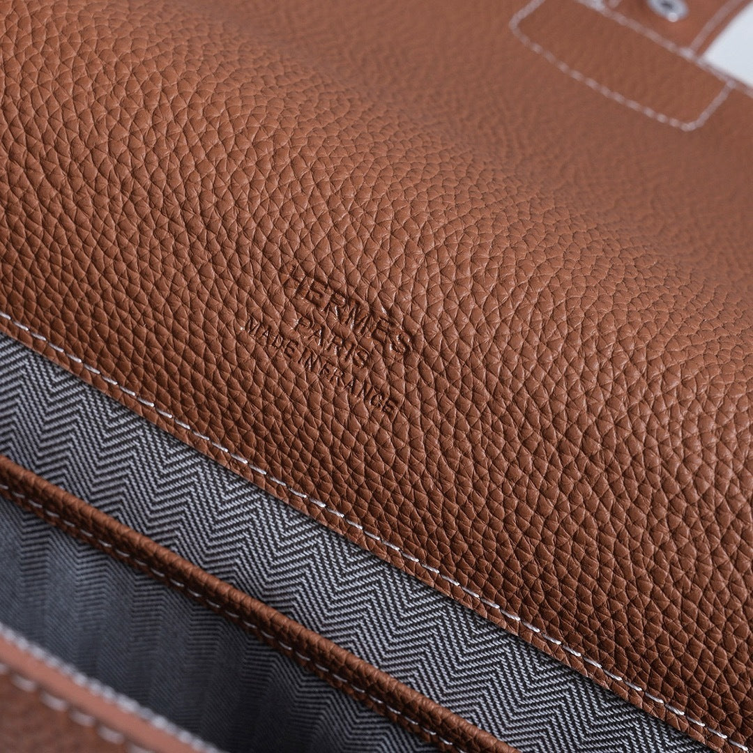 Hermès Brown Leather Briefcase With Silver Lock And Top Handle 3929
