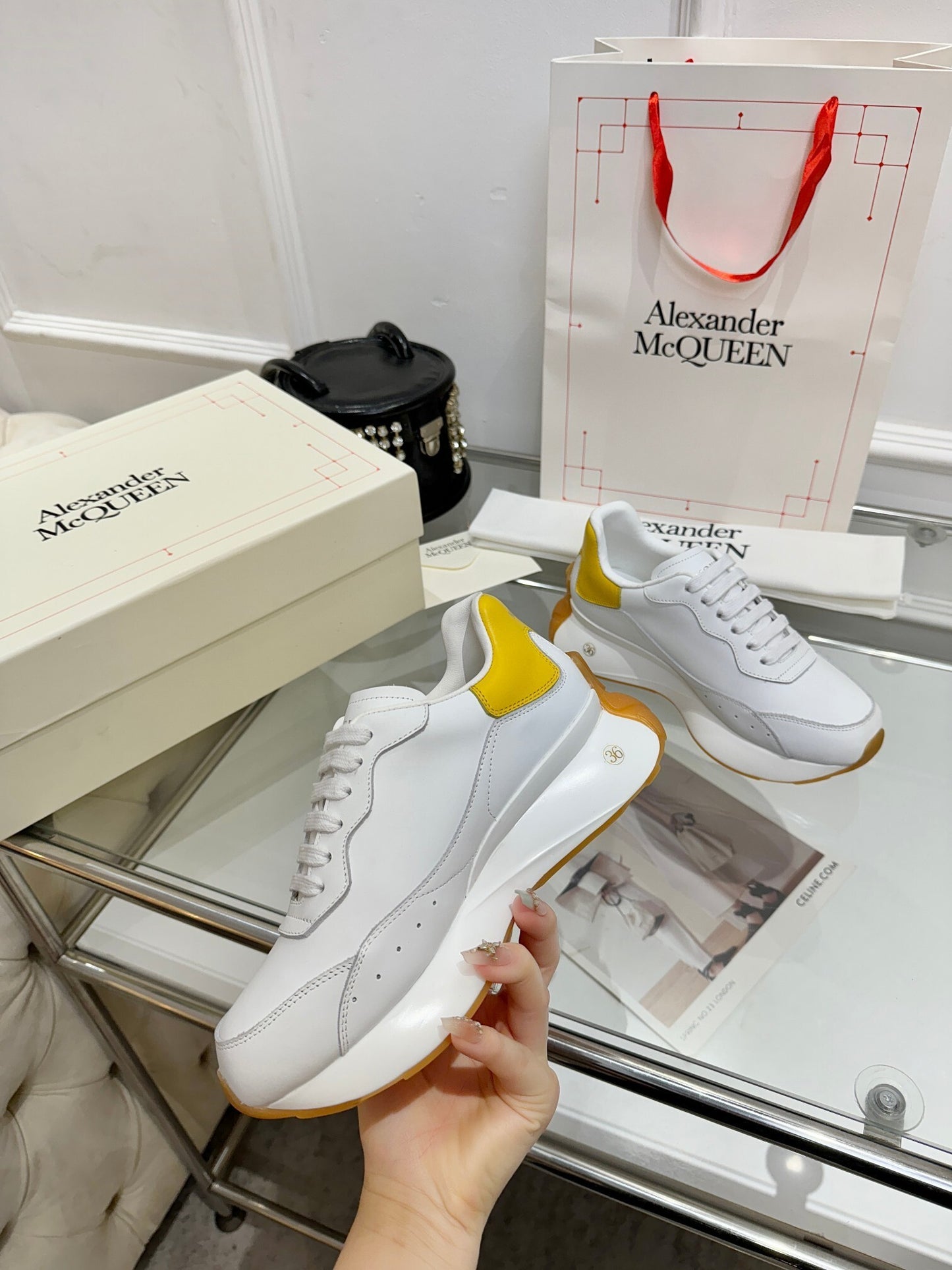 Alexander McQueen Unisex Oversized Sneakers With Metallic Heel Accents