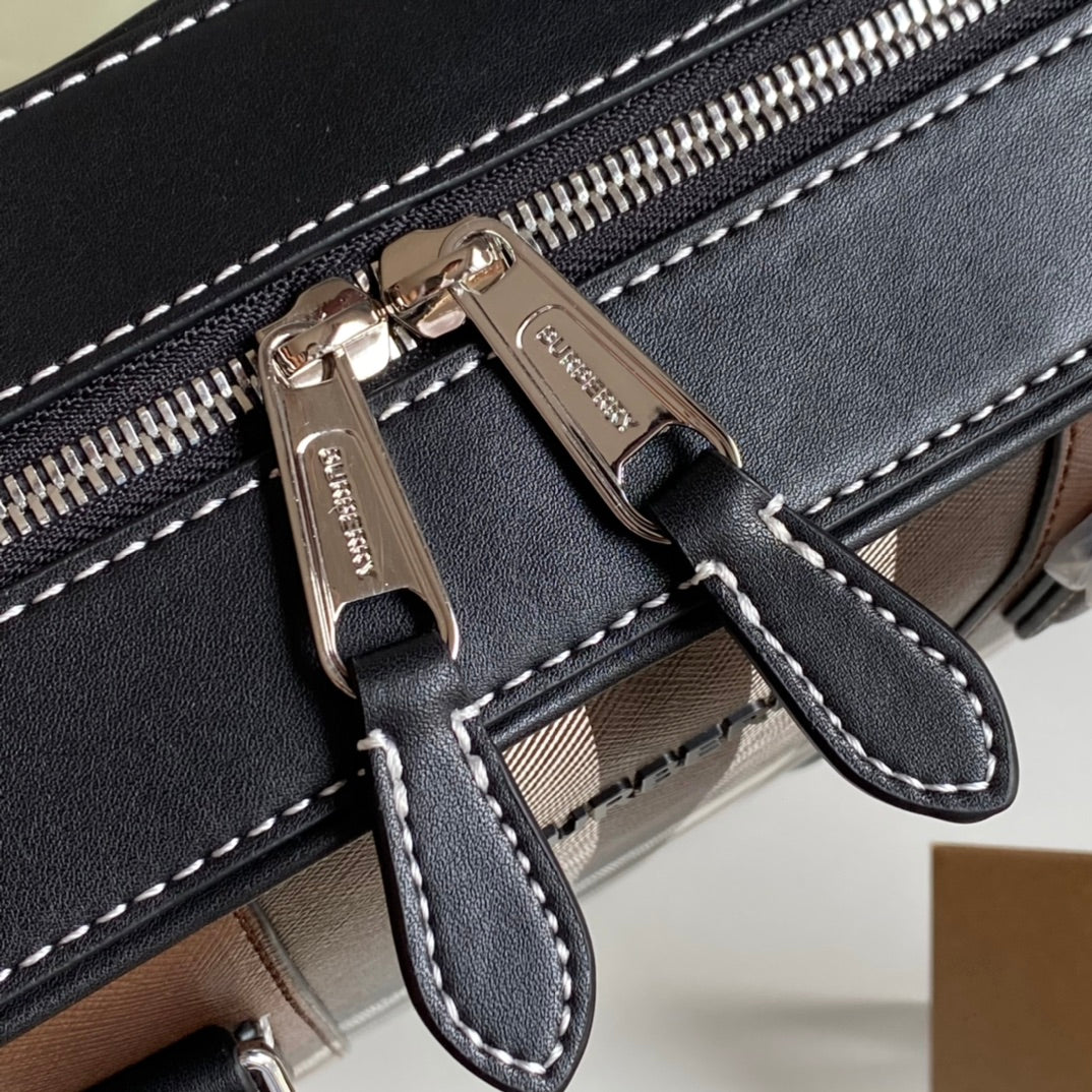 Burberry Checkered Briefcase with Leather Trim for Sophisticated Business and Travel Looks Style No.38928