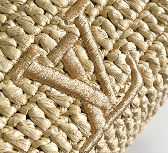 Chic Louis Vuitton Straw Handbag With Leather Accents For Summer Fashion Lovers