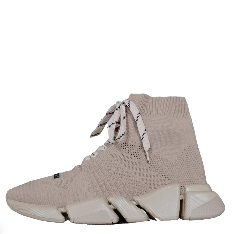 Balenciaga Unisex Beige Lace-up Sock Sneakers Stylish Footwear for Fashion-conscious Men and Women