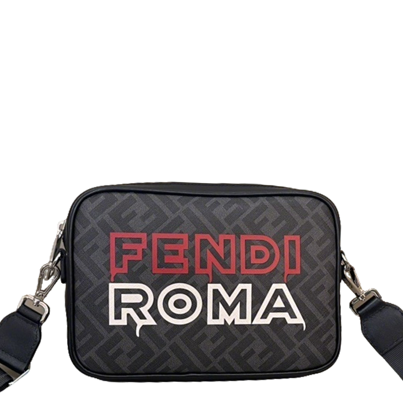 Fashionable Fendi Crossbody Bag With FF Pattern And Bold Fendi Roma Lettering 7m286