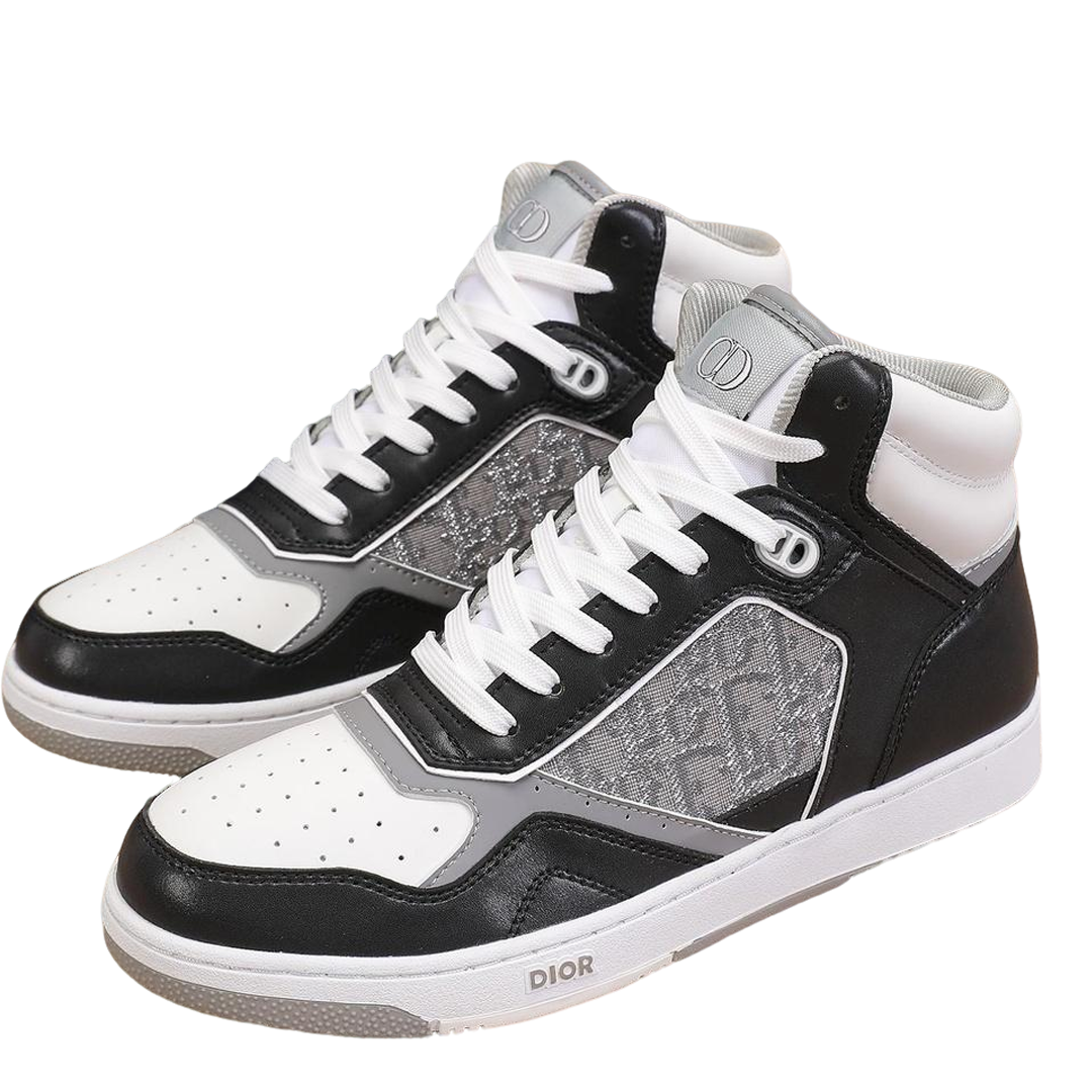 Dior Men's High Top Sneakers with Oblique Pattern and Adjustable Strap