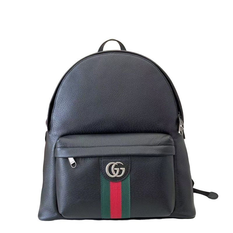 Stylish Black Gucci Backpack With Signature GG Logo And Web Stripe For Fashion - Forward Individuals 834466