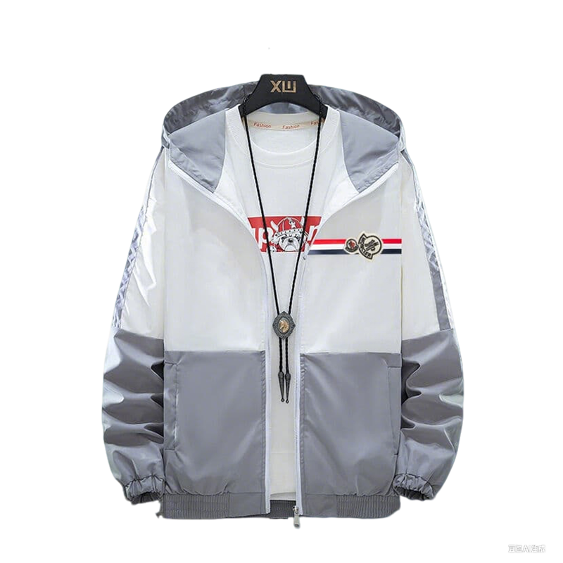 Moncler Men's Two - Tone Hooded Jacket with Inner Tee and Necklace