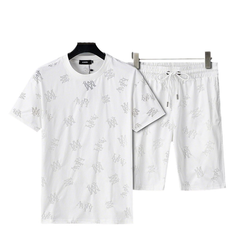 Men's AMIRI White Logo - Printed T - Shirt And Shorts Set