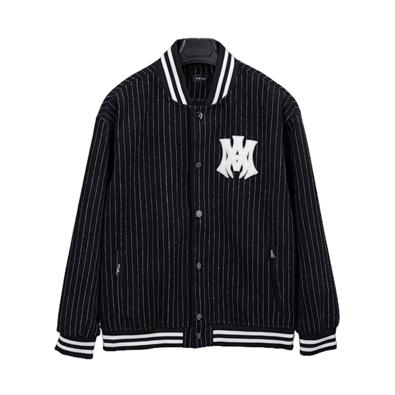 Stylish Amiri Striped Varsity Jacket With Logo