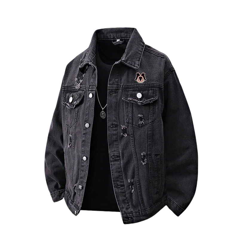 Stylish Moncler Distressed Denim Jacket with Inner Tee