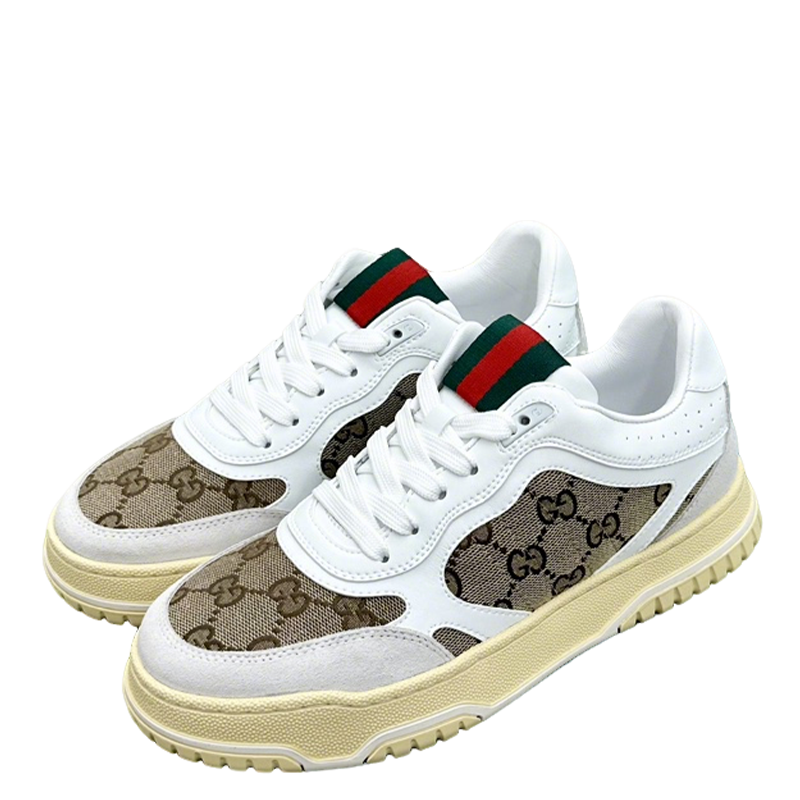 Gucci GG Pattern Sneakers With Web Detail Displayed
