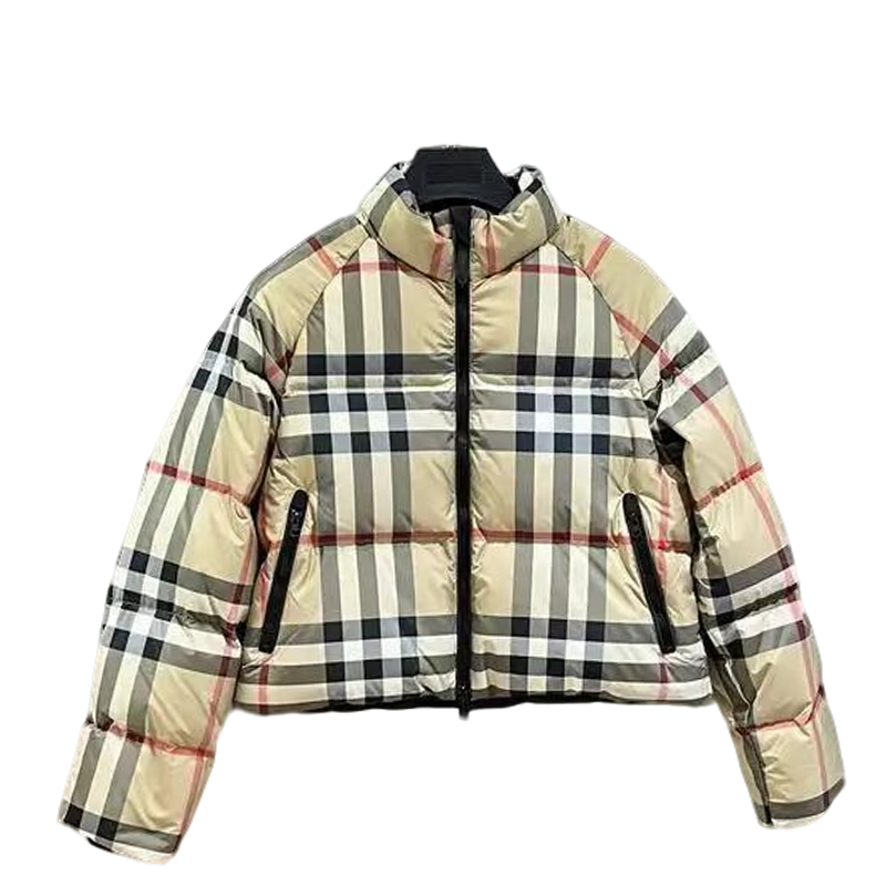 Burberry Classic Check Pattern Cropped Puffer Jacket For Winter Fashion