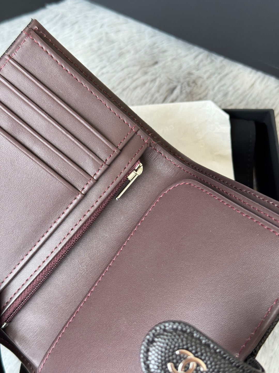 Chanel Black Quilted Leather Compact Wallet With Gold Tone CC Turn - Lock Closure AP3266