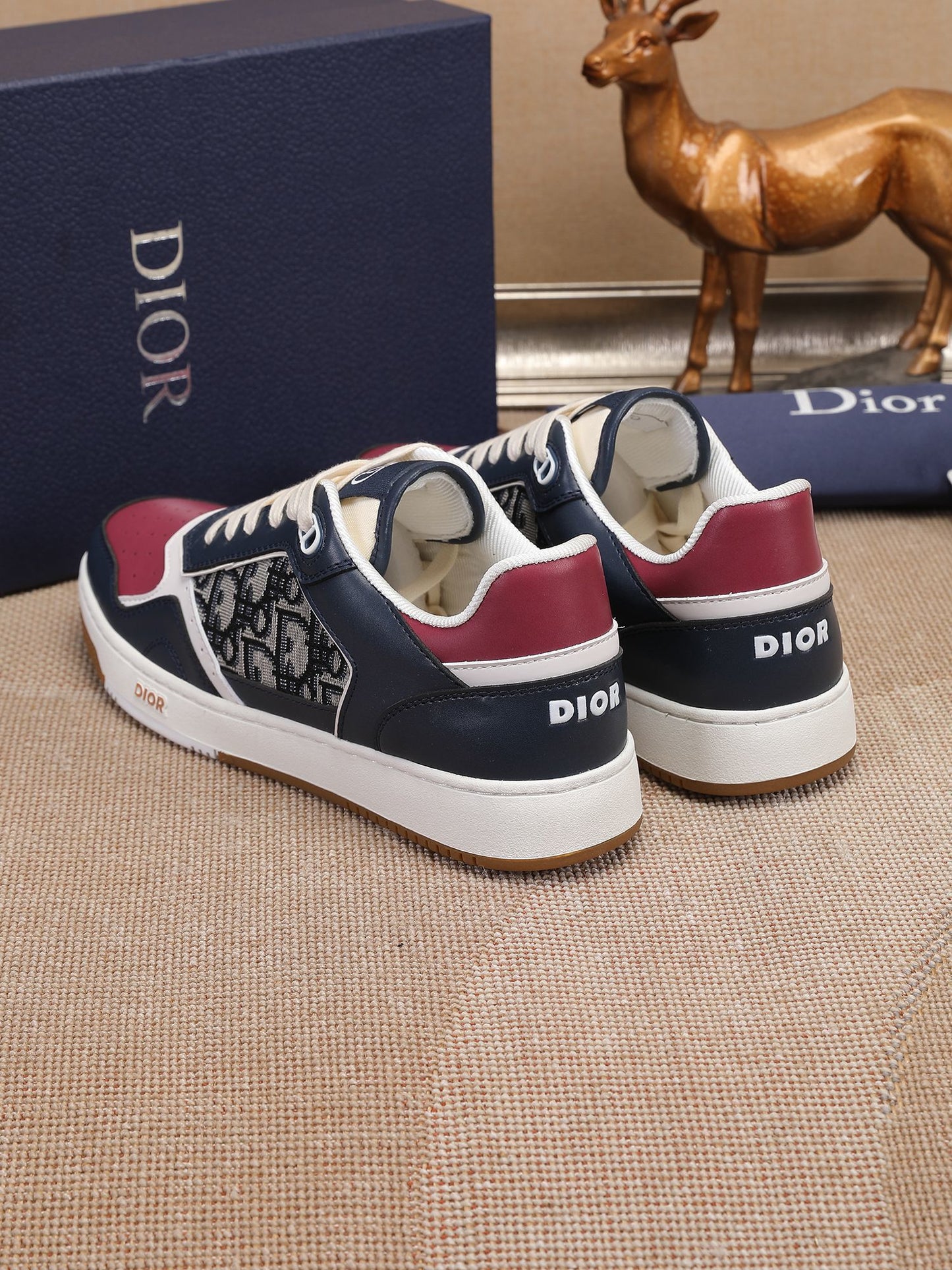 Dior Mens Sneakers Luxury Leather Casual Shoes With Oblique Pattern