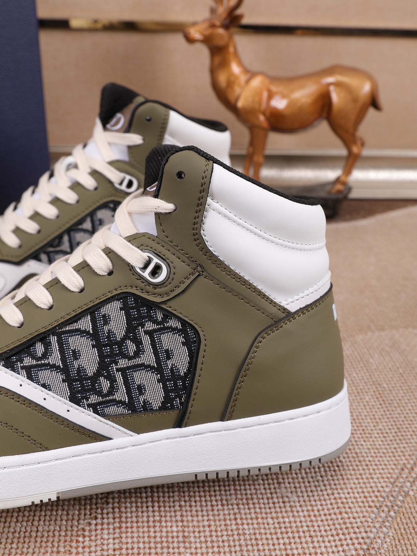Dior Men's High Top Sneakers with Oblique Pattern and Adjustable Strap