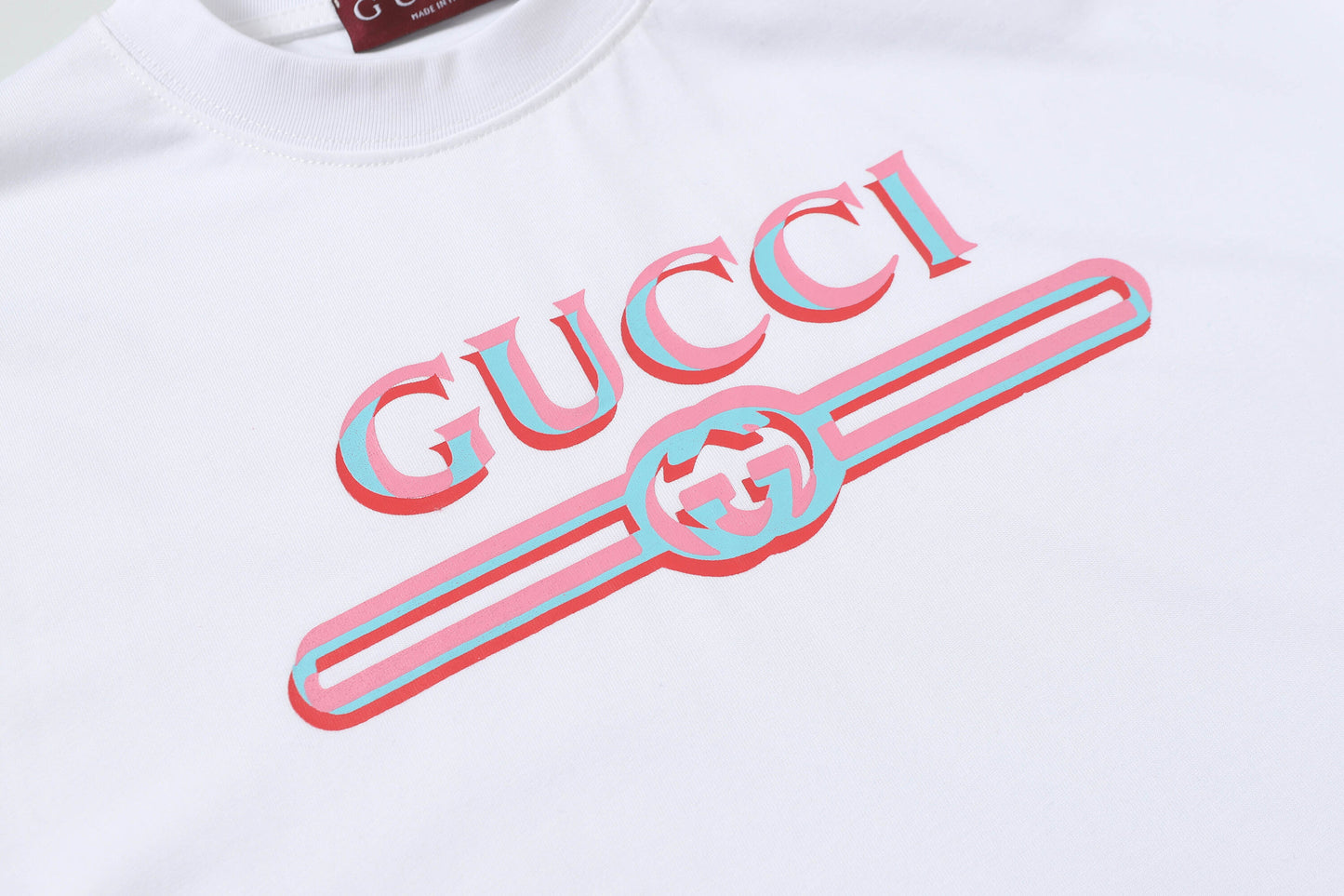 Gucci Black/White Tee With Colorful 3D Logo For Trendy Luxury Streetwear Styles