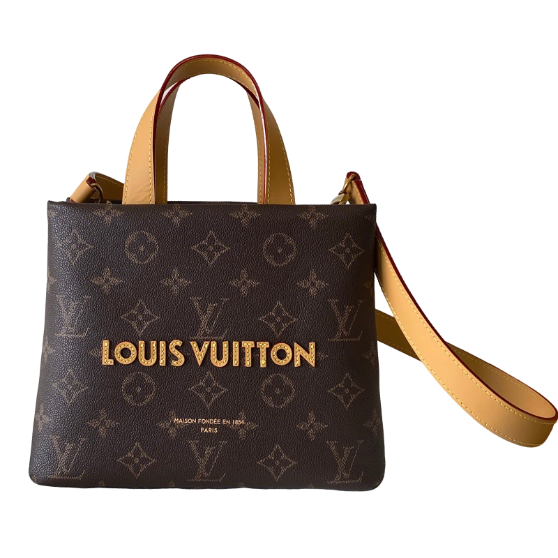 Elegant Louis Vuitton Monogram Canvas Tote Bag With Leather Handles And Gold Branding