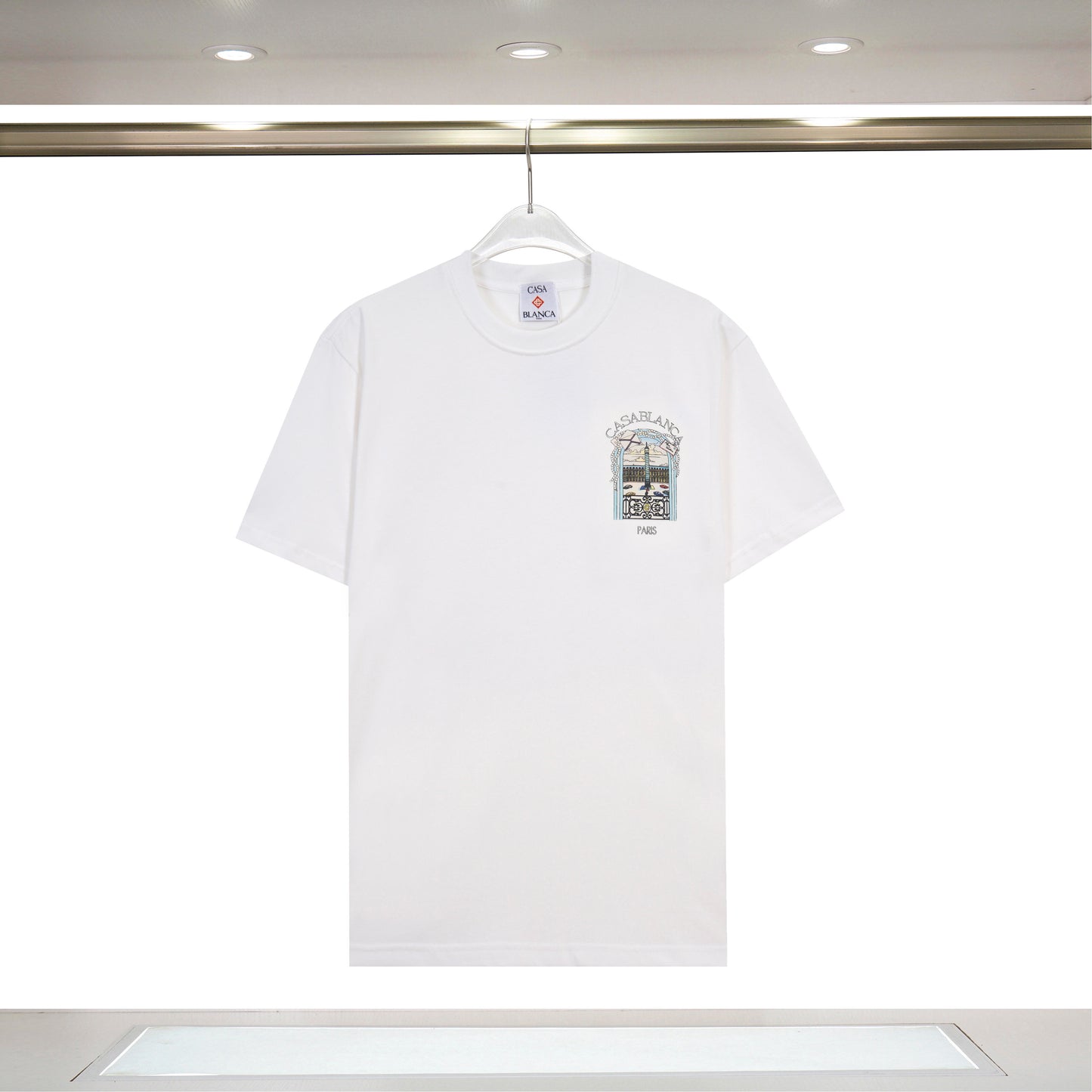 Casablanca Black/White T - Shirt With Embroidered Window Graphic And Paris Detail