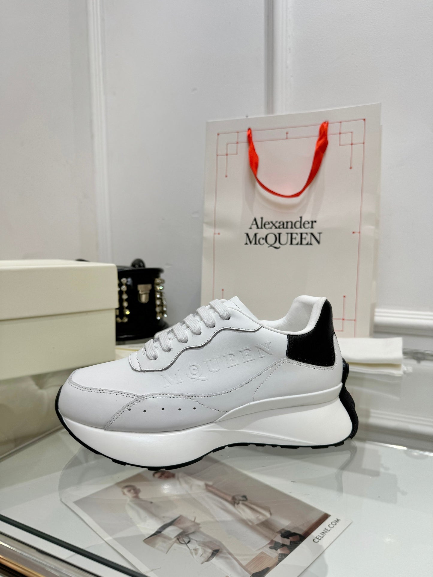Alexander McQueen Unisex Oversized Sneakers With Metallic Heel Accents