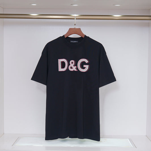 Stylish Dolce & Gabbana White/Black T - Shirt With Eye - Catching D&G Logo For Fashion Lovers