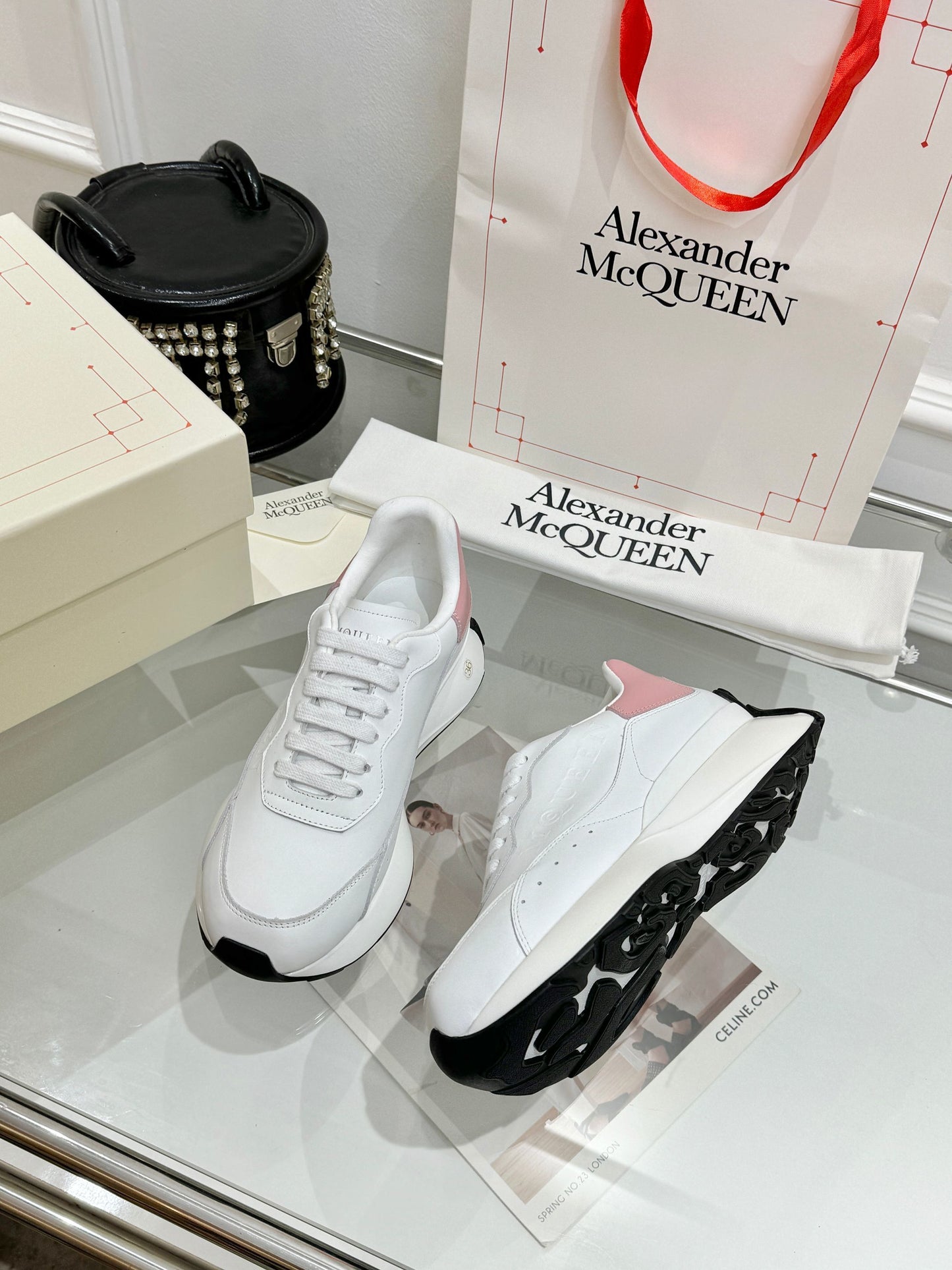 Alexander McQueen Unisex Oversized Sneakers With Metallic Heel Accents
