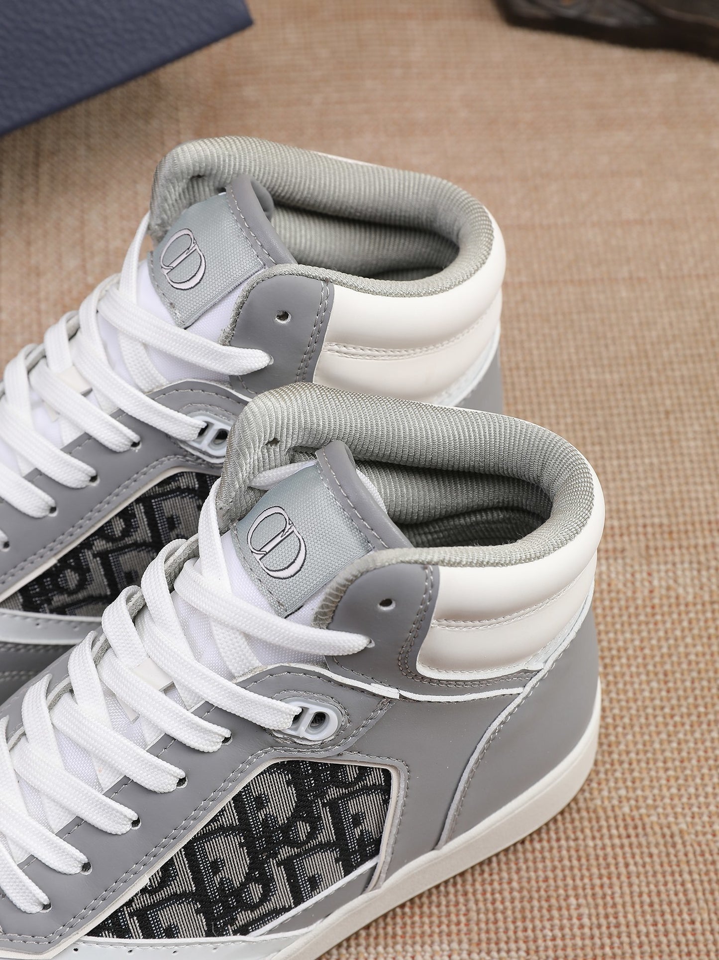 Dior Men's High Top Sneakers with Oblique Pattern and Adjustable Strap