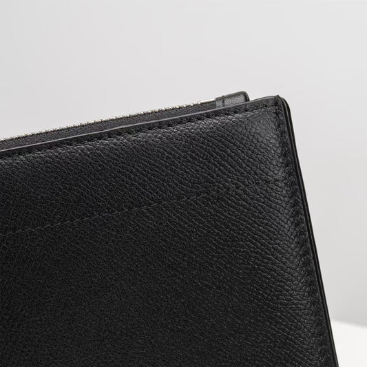 Black Bally Leather Clutch With Signature Striped Accent And Wrist Strap For Sophisticated Style No.1825