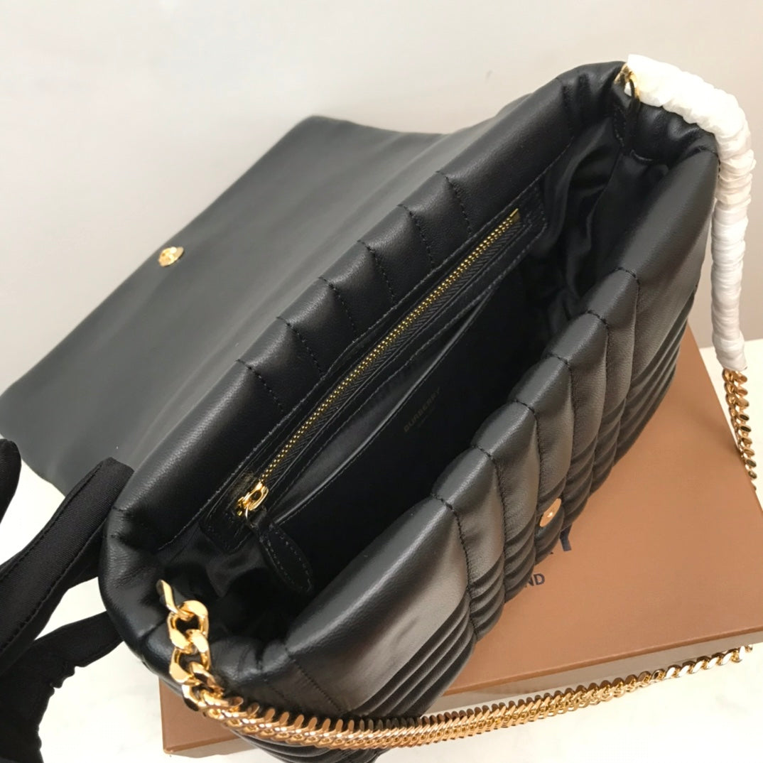 Elegant Black/Red/Green/Brown Quilted Burberry Crossbody Bag With Gold TB Logo And Chain Strap Style No.80490501