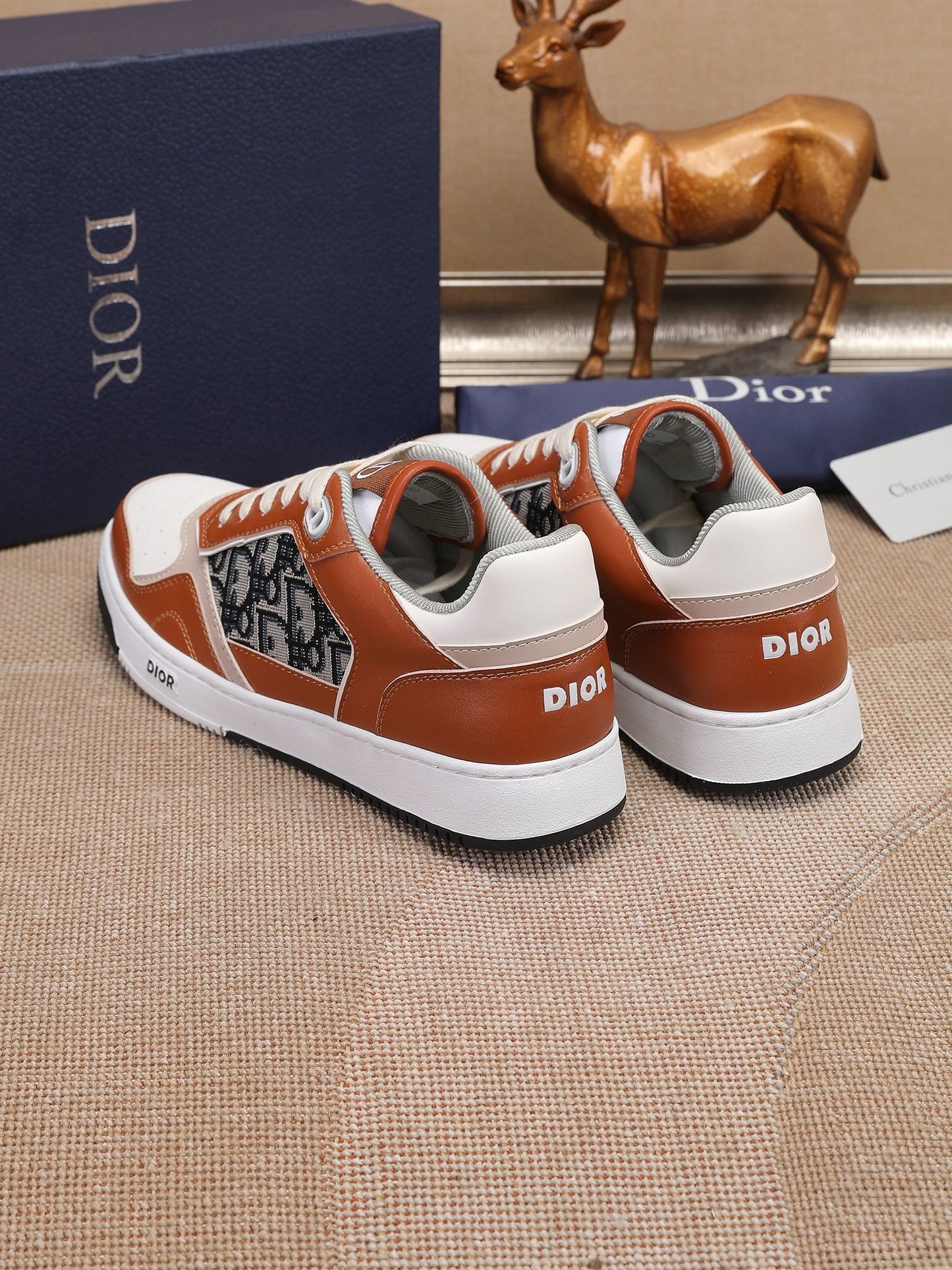 Dior Mens Sneakers Luxury Leather Casual Shoes With Oblique Pattern
