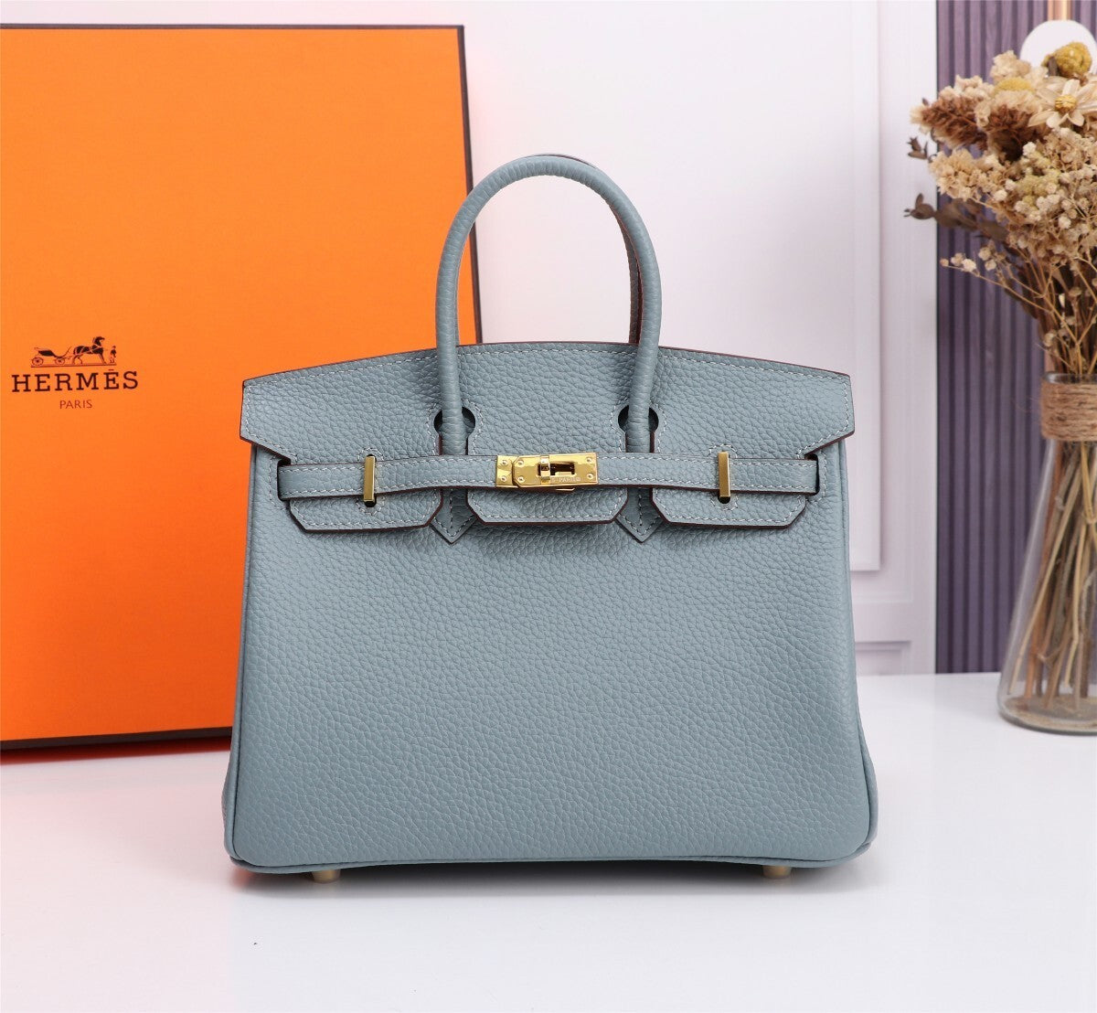 Classic Orange Hermes Birkin Handbag With Gold Hardware 5535
