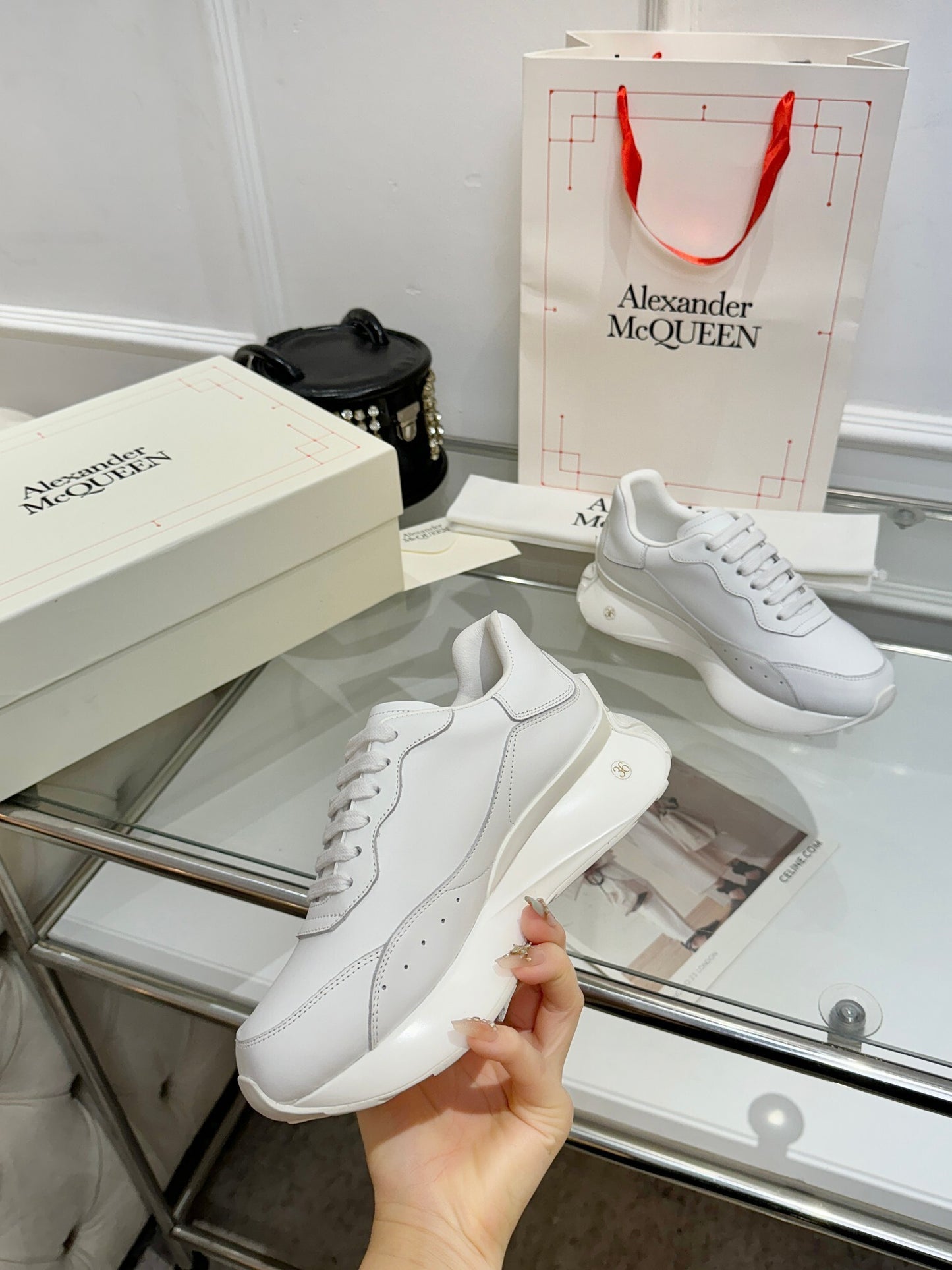 Alexander McQueen Unisex Oversized Sneakers With Metallic Heel Accents