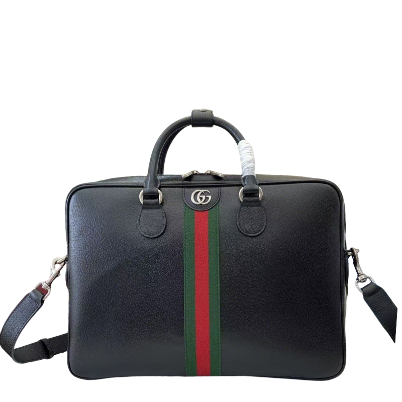 Sophisticated Gucci Briefcase With Signature Web Stripe And GG Logo For Professional Elegance 834461