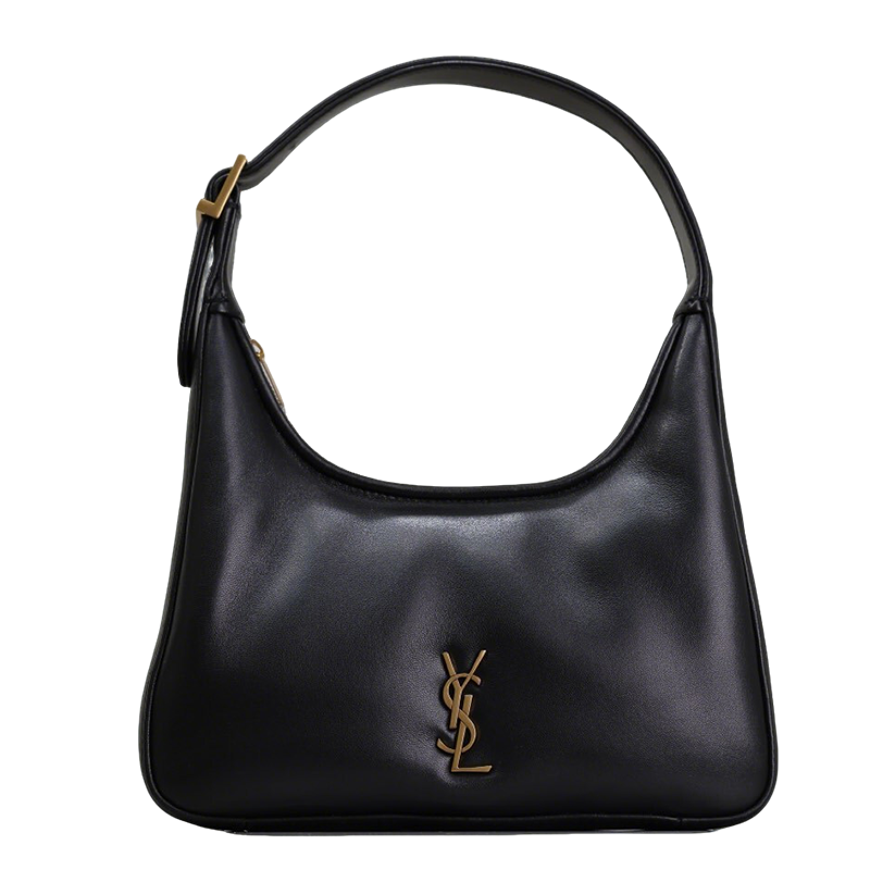 YSL CALYPSO Black Leather Hobo Bag With Iconic Gold Logo 791484