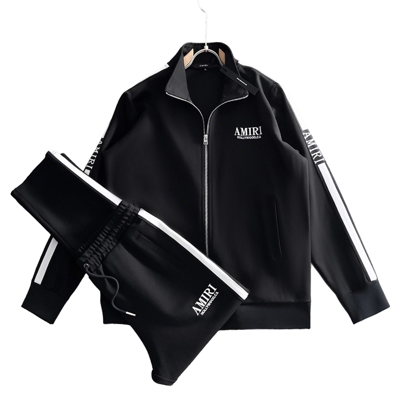 Men's AMIRI Tracksuits Set with White Stripes and Logo