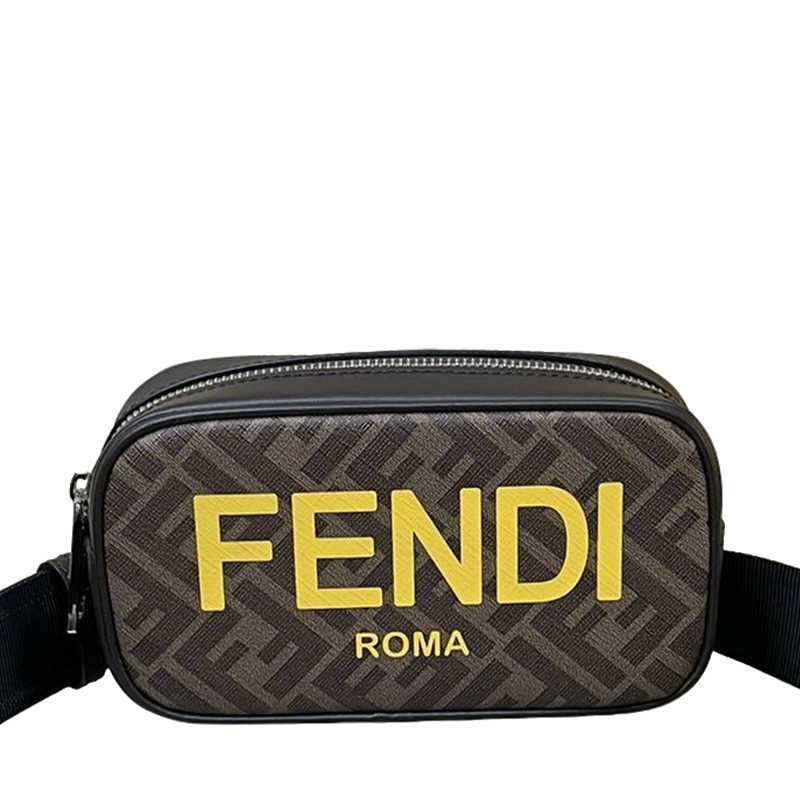 Trendy Fendi Belt Bag With Classic FF Pattern And Prominent Yellow Branding 7m285