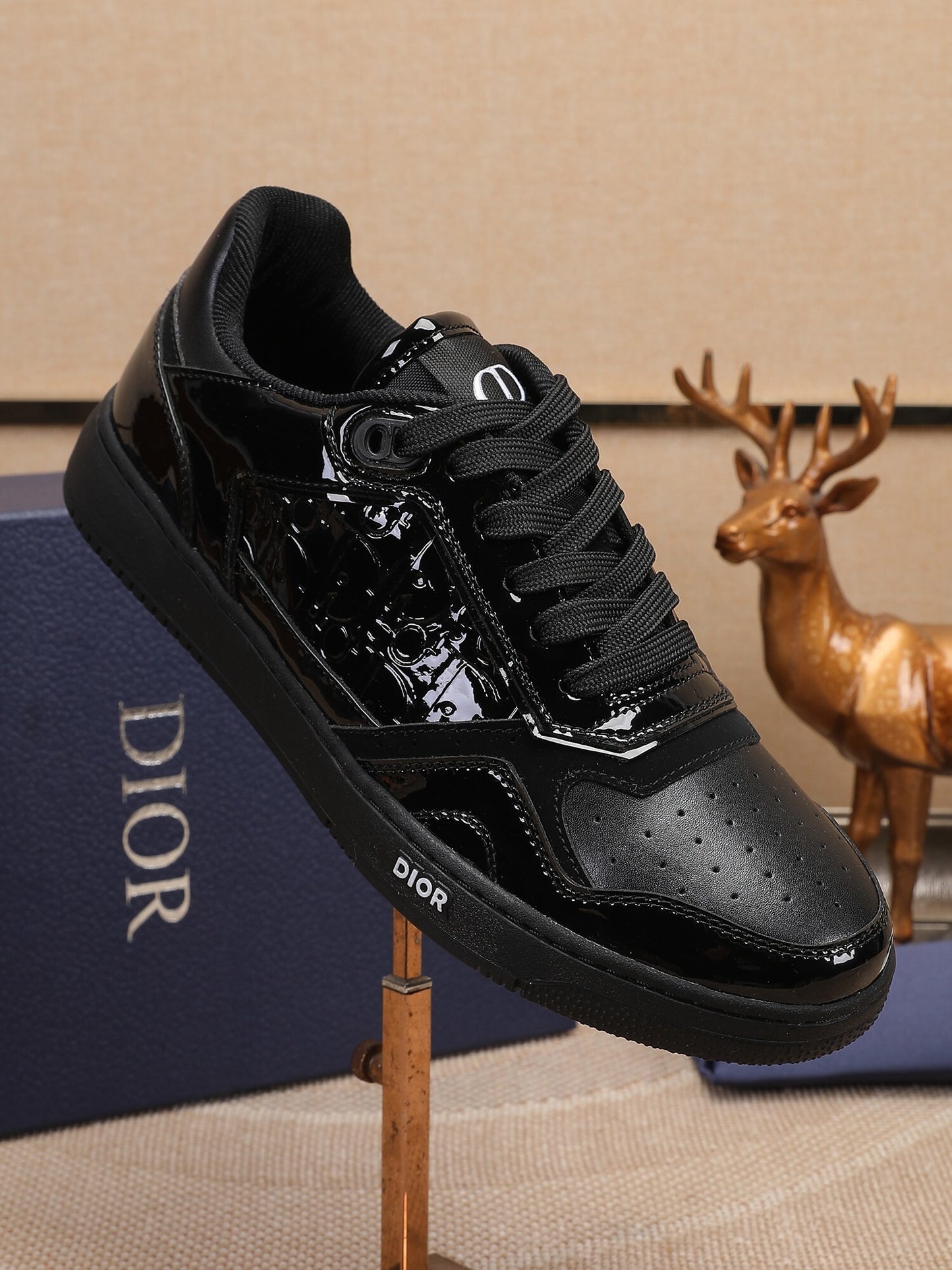 Dior Mens Sneakers Luxury Leather Casual Shoes With Oblique Pattern