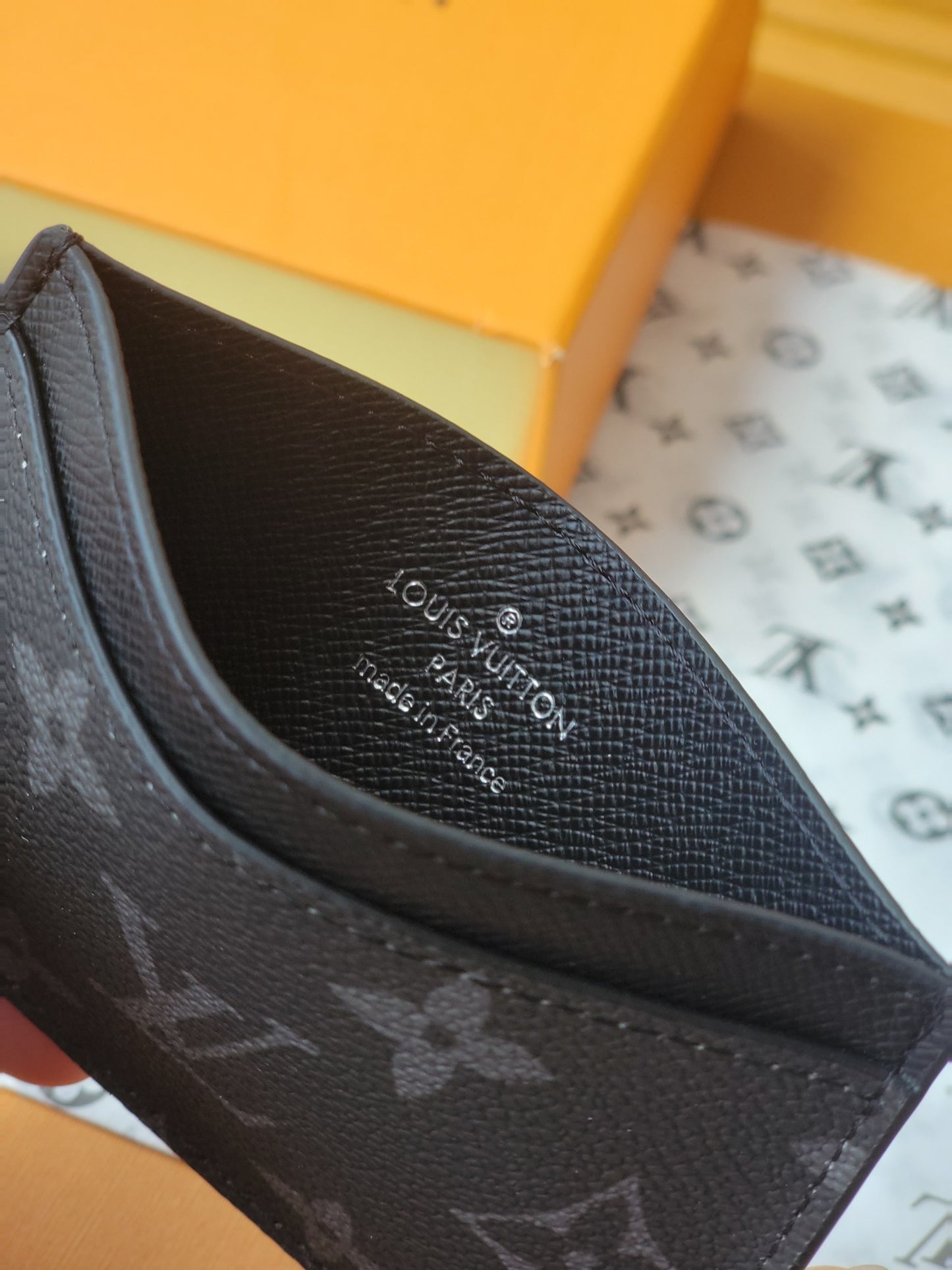 Stylish Louis Vuitton Black Card Holder With Colorful Stripes And Custom GV Initials M01902